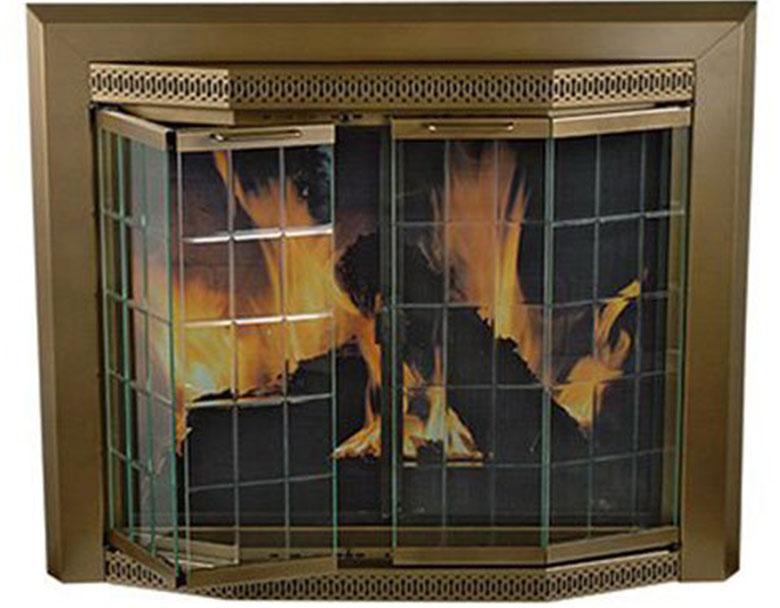 Pleasant Hearth Grandoir Fireplace Glass Door Antique Brass thumbnail 4