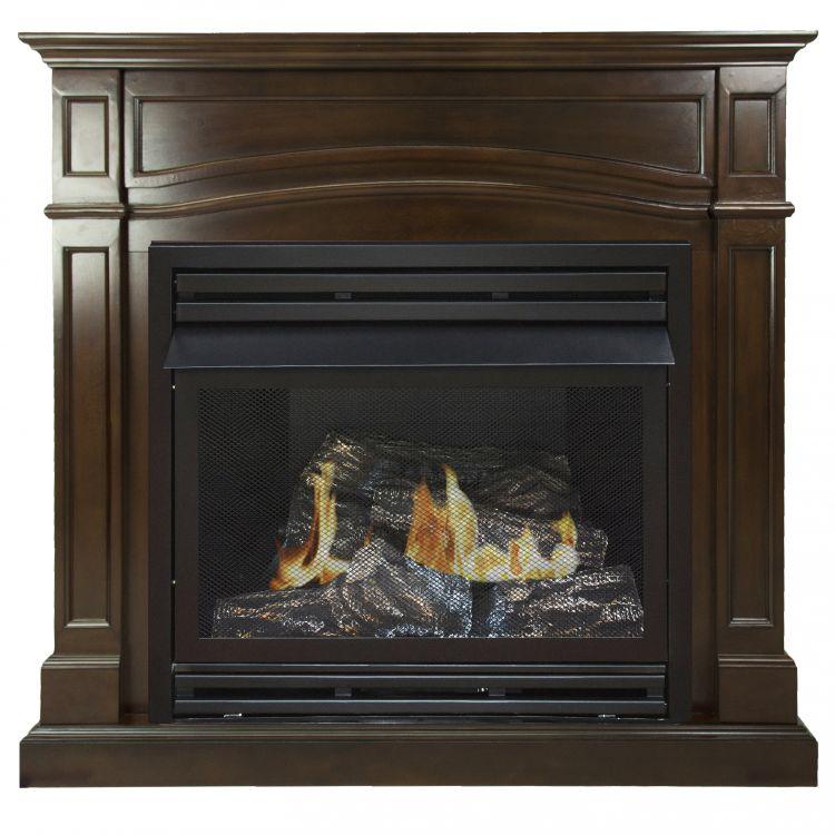 Pleasant Hearth 46 in. Natural Gas Full Size Cherry Vent Free Fireplace System 32K BTU VFF-PH32NG-2C1